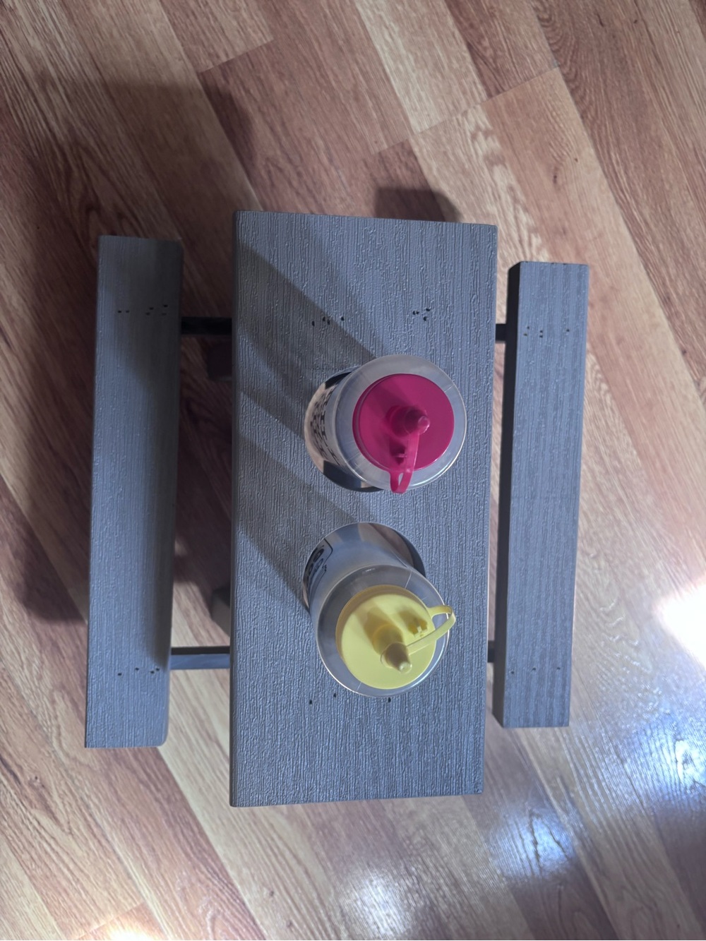 Set of Two Squeeze Bottles with red and Yellow Lids